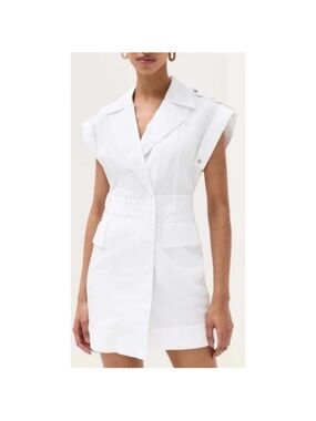 A.L.C. Ryan Linen Utility Wrap White Mini Dress Size 2